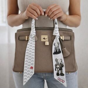 UNISEX UNIQLO KAWS STYLE WHITE SKINNY SCARF BANDEAU HAIR TIE BAG HANDLE WRAP TIE